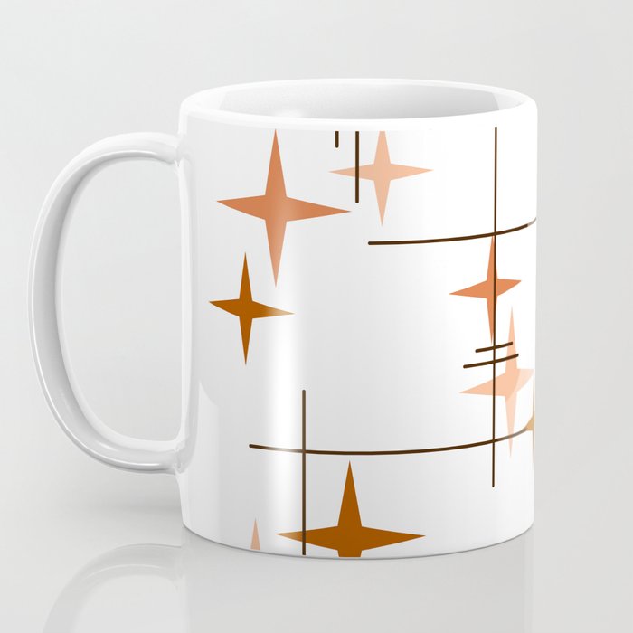 Mid Century Modern Stars Orange Coffee Mug Gallery Image 3