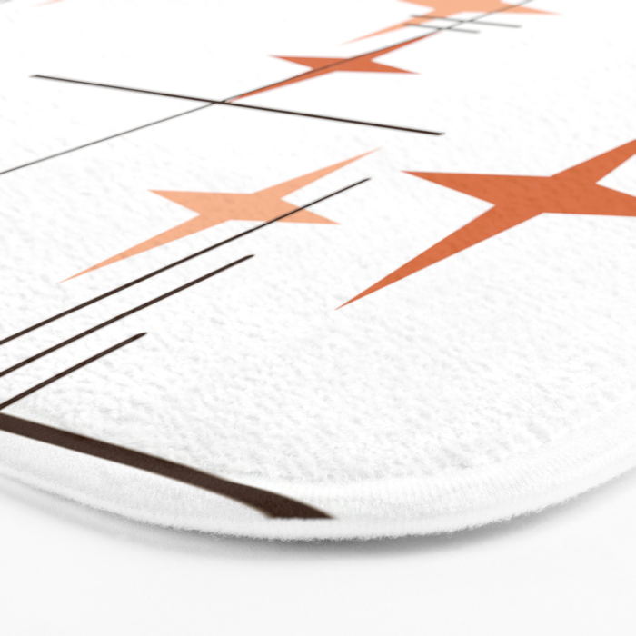 Mid Century Modern Stars Orange Bath Mat Gallery Image 3