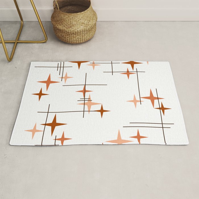 Mid Century Modern Stars Orange Rug Gallery Image 1
