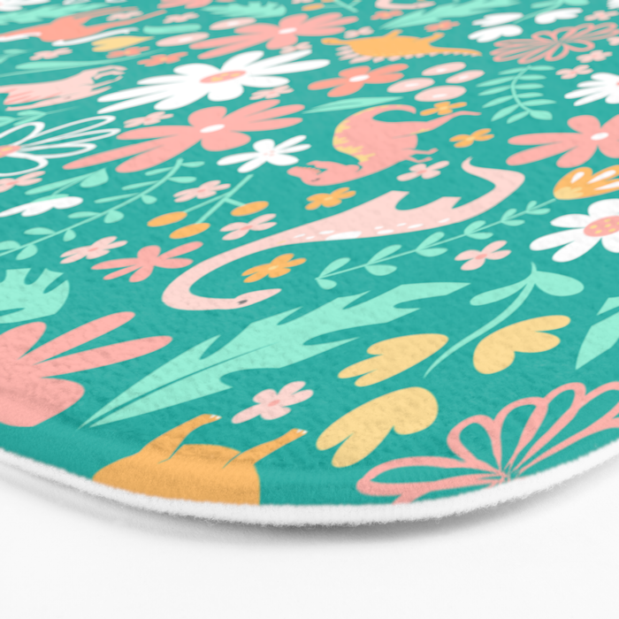 Dinosaurs + Unicorns on Teal Bath Mat Gallery Image 3