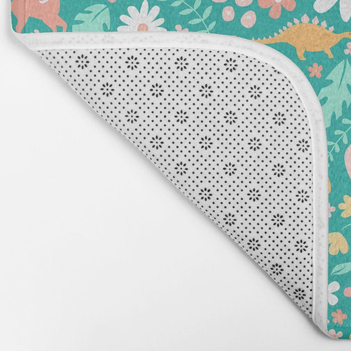 Dinosaurs + Unicorns on Teal Bath Mat Gallery Image 2