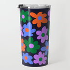 Retro Flowers: Midnight Black Edition Travel Mug Gallery Image 3