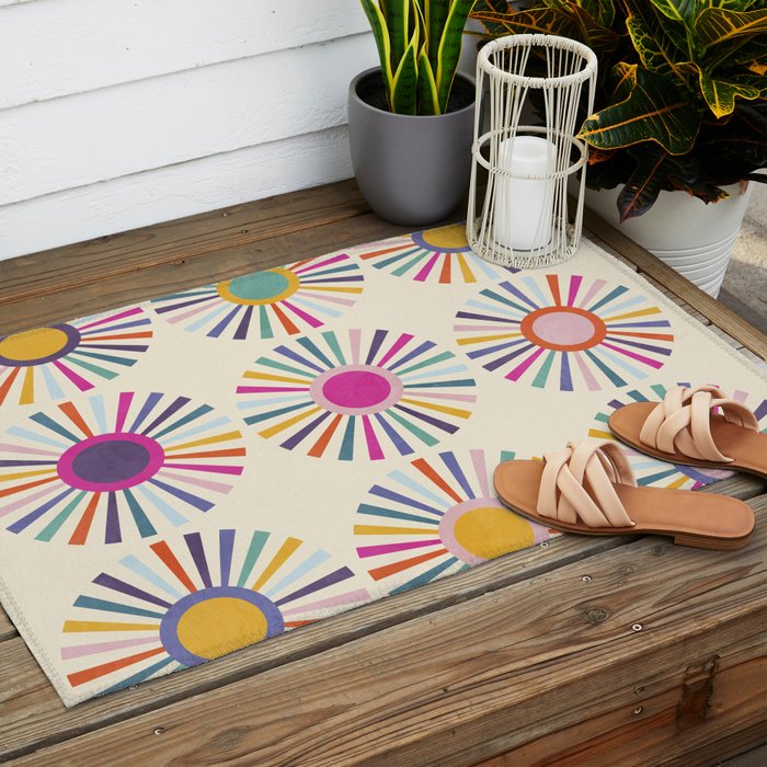 sun sun shine abstract retro mid century modern Outdoor Rug Gallery Image 2