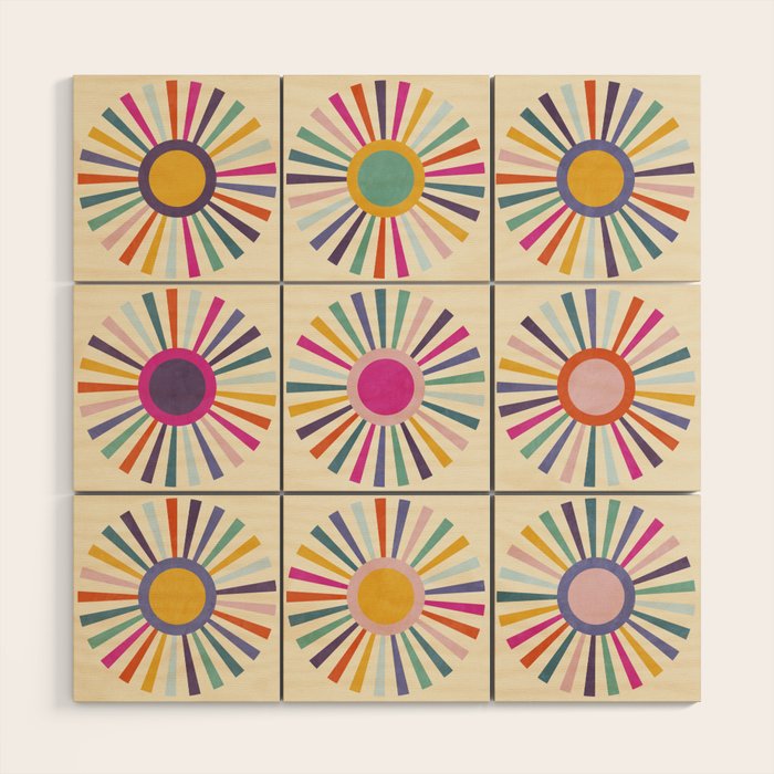 sun sun shine abstract retro mid century modern Wood Wall Art Gallery Image 1