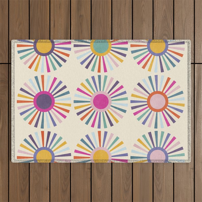 sun sun shine abstract retro mid century modern Outdoor Rug Gallery Image 1