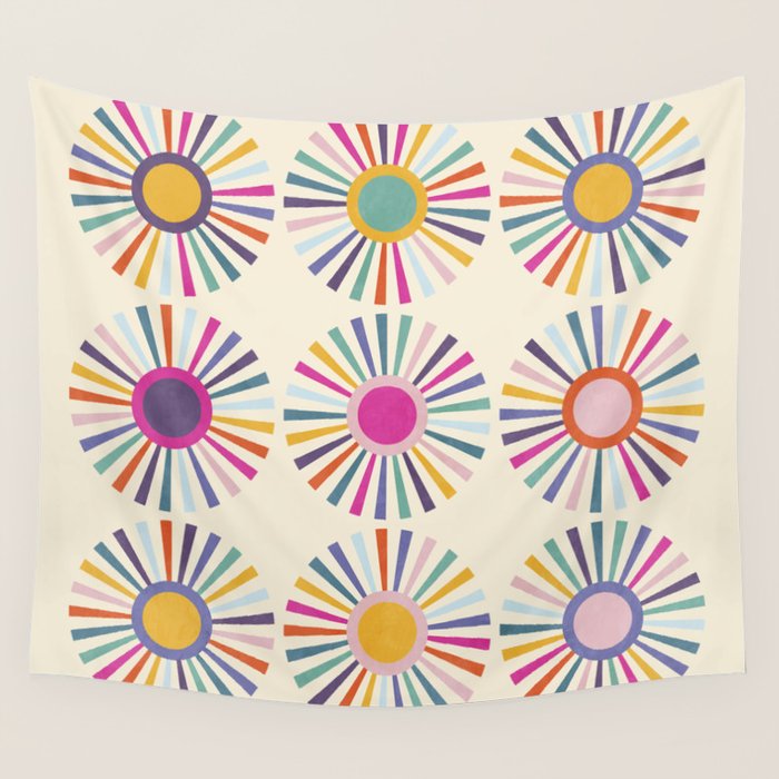 sun sun shine abstract retro mid century modern Wall Tapestry Gallery Image 4