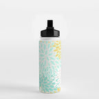 Floral Prints, Mint Green and Yellow, Modern Print Art Water Bottle Gallery Image 2