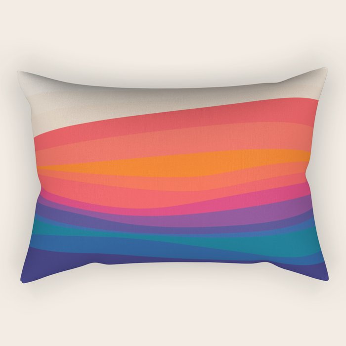 Sacred Geometric Waves: Retro 80s Edition Rectangular Pillow Gallery Image 1