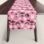 Pink Ghosts, Mushrooms, Bats, and Flowers Pattern Table Runner Gallery Image 1