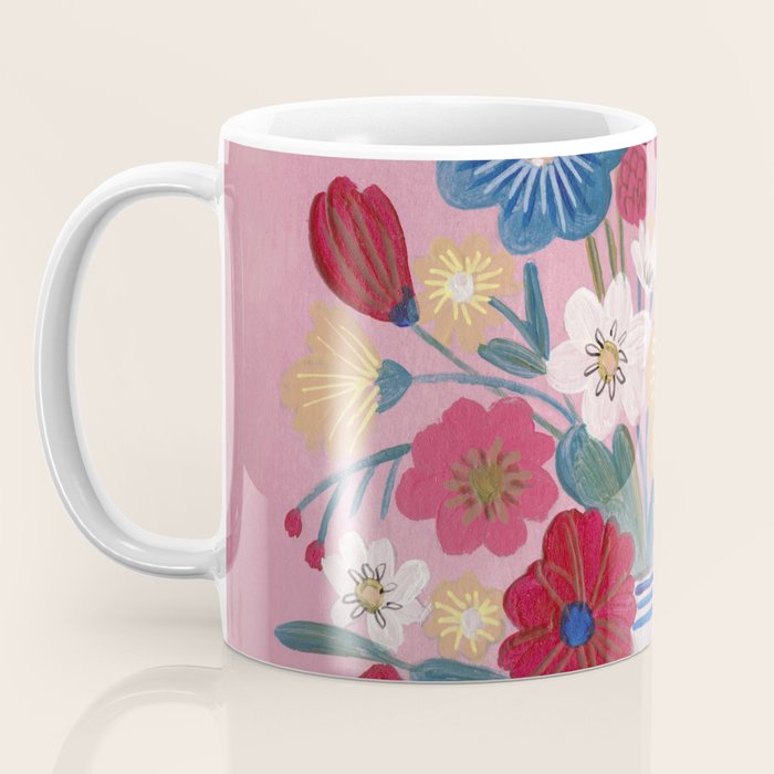 Still life Delft Blue Vase Bouquet Bright colours Coffee Mug Gallery Image 3