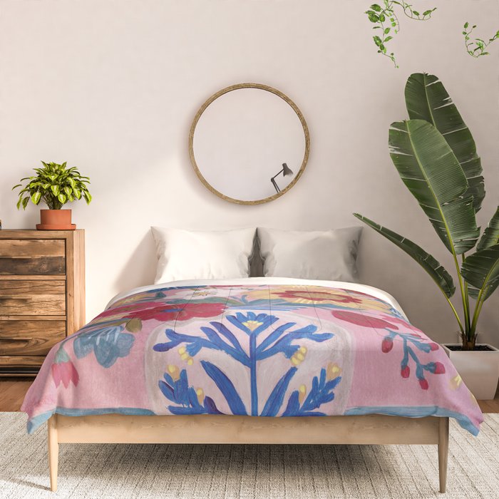 Still life Delft Blue Vase Bouquet Bright colours Comforter Gallery Image 3