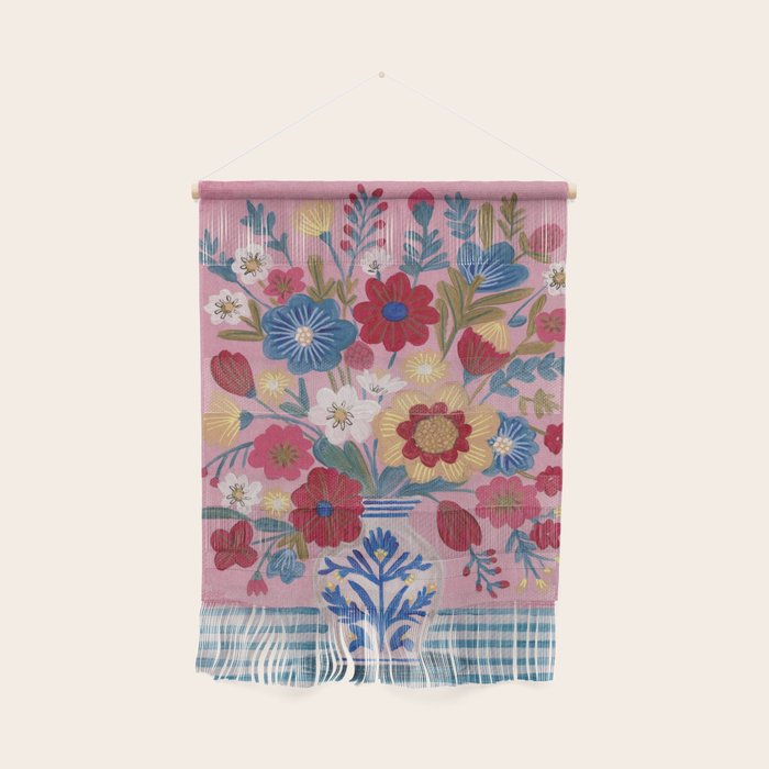 Still life Delft Blue Vase Bouquet Bright colours Wall Hanging Gallery Image 1