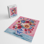 Still life Delft Blue Vase Bouquet Bright colours Jigsaw Puzzle Gallery Image 2