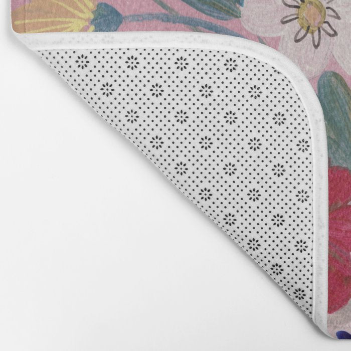 Still life Delft Blue Vase Bouquet Bright colours Bath Mat Gallery Image 2