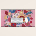 Still life Delft Blue Vase Bouquet Bright colours Desk Mat Gallery Image 1