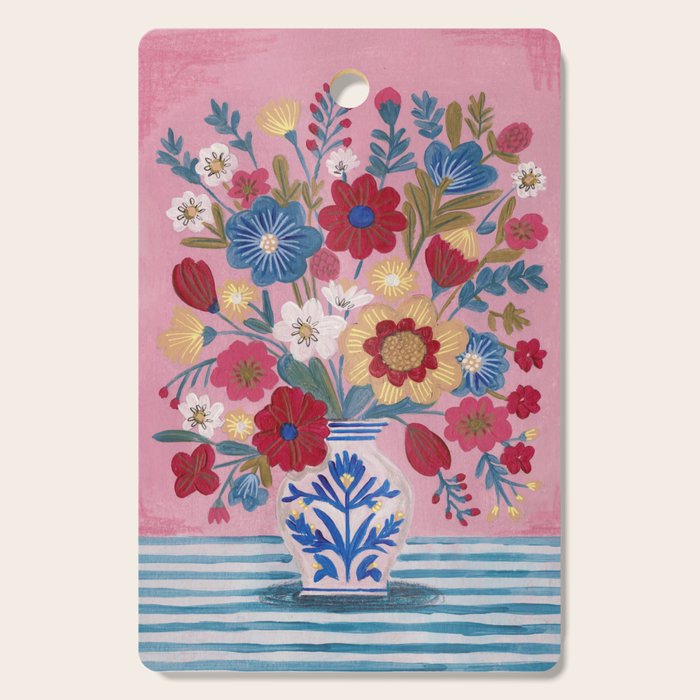 Still life Delft Blue Vase Bouquet Bright colours Cutting Board Gallery Image 1