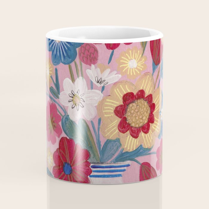 Still life Delft Blue Vase Bouquet Bright colours Coffee Mug Gallery Image 4