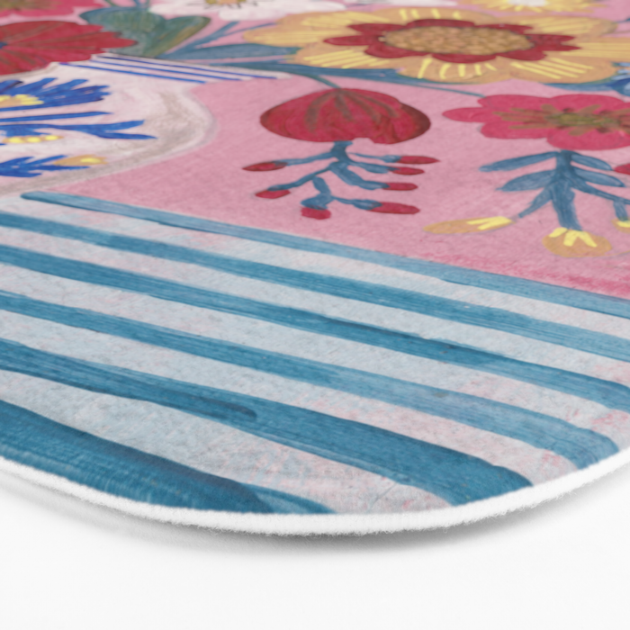 Still life Delft Blue Vase Bouquet Bright colours Bath Mat Gallery Image 3