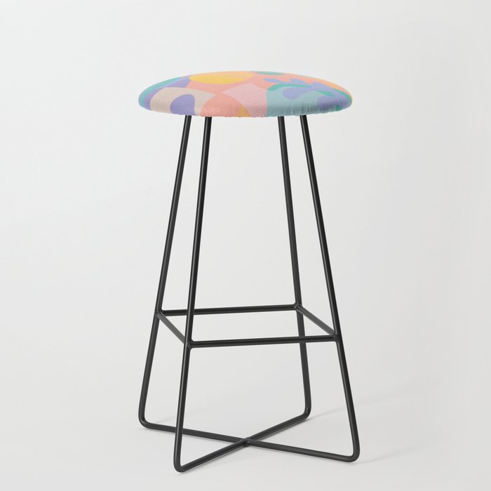 Lemons in Amalfi / Abstract shapes, Pink, Turquoise, Yellow, Lavender Stool Gallery Image 1
