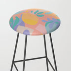Lemons in Amalfi / Abstract shapes, Pink, Turquoise, Yellow, Lavender Stool Gallery Image 2