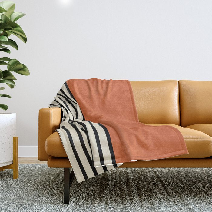 Sunrise Sunset I - Orange Black Throw Blanket Gallery Image 1