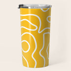 Squiggle Maze Minimalist Abstract Pattern in Yellow Mustard and White Travel Mug Gallery Image 3