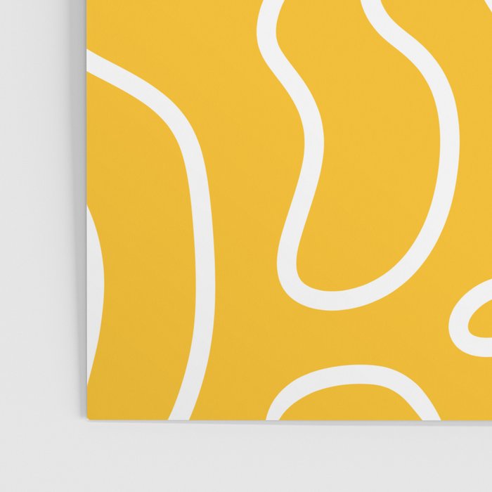 Squiggle Maze Minimalist Abstract Pattern in Yellow Mustard and White Poster Gallery Image 3