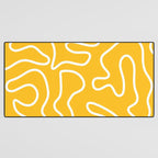 Squiggle Maze Minimalist Abstract Pattern in Yellow Mustard and White Desk Mat Gallery Image 3