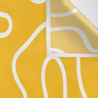 Squiggle Maze Minimalist Abstract Pattern in Yellow Mustard and White Wall Tapestry Gallery Image 3