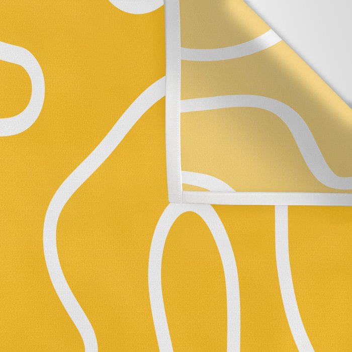Squiggle Maze Minimalist Abstract Pattern in Yellow Mustard and White Wall Tapestry Gallery Image 3
