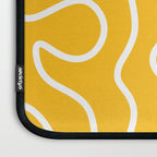 Squiggle Maze Minimalist Abstract Pattern in Yellow Mustard and White Laptop Sleeve Gallery Image 3