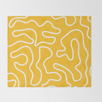 Squiggle Maze Minimalist Abstract Pattern in Yellow Mustard and White Throw Blanket Gallery Image 2