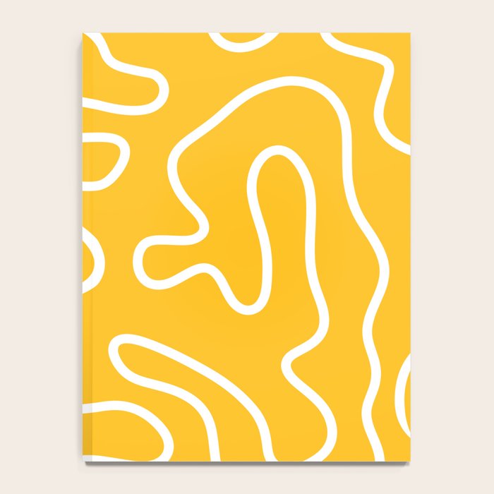Squiggle Maze Minimalist Abstract Pattern in Yellow Mustard and White Notebook Gallery Image 4