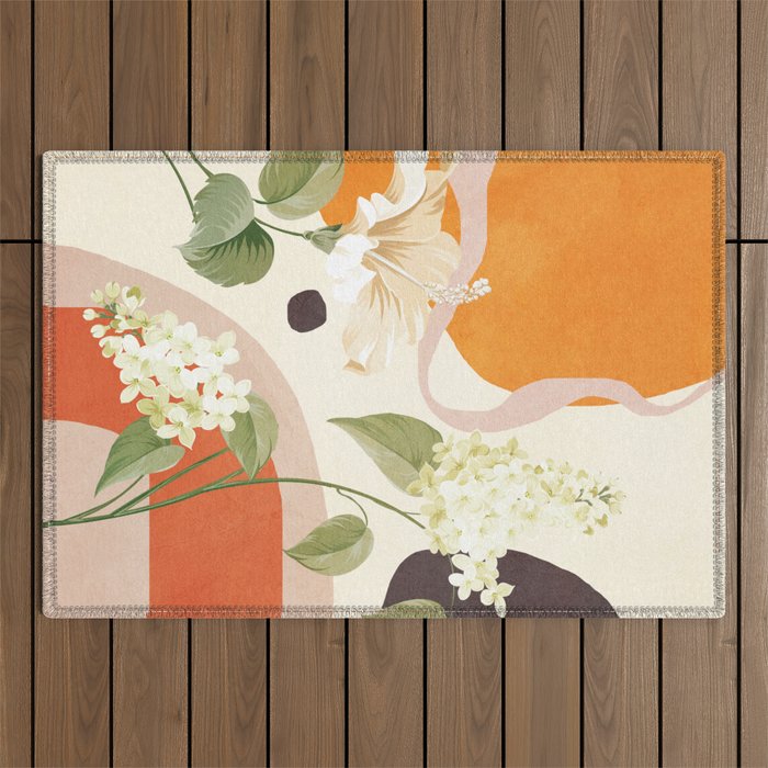 Colorful Flower Design 4 Outdoor Rug Gallery Image 1