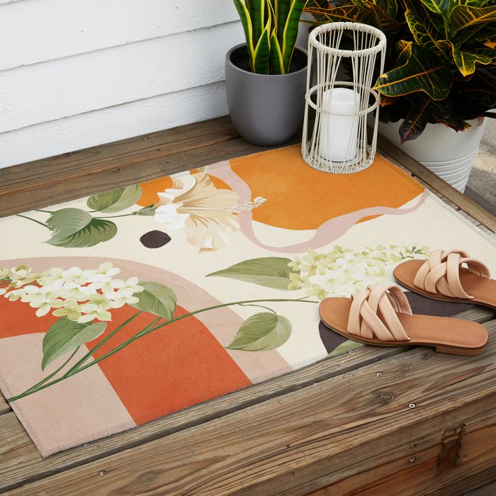 Colorful Flower Design 4 Outdoor Rug Gallery Image 2