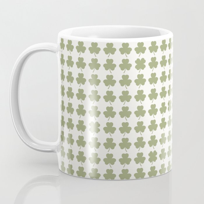 Clovers XXVII Natural Green Botanical Pattern Coffee Mug Gallery Image 3