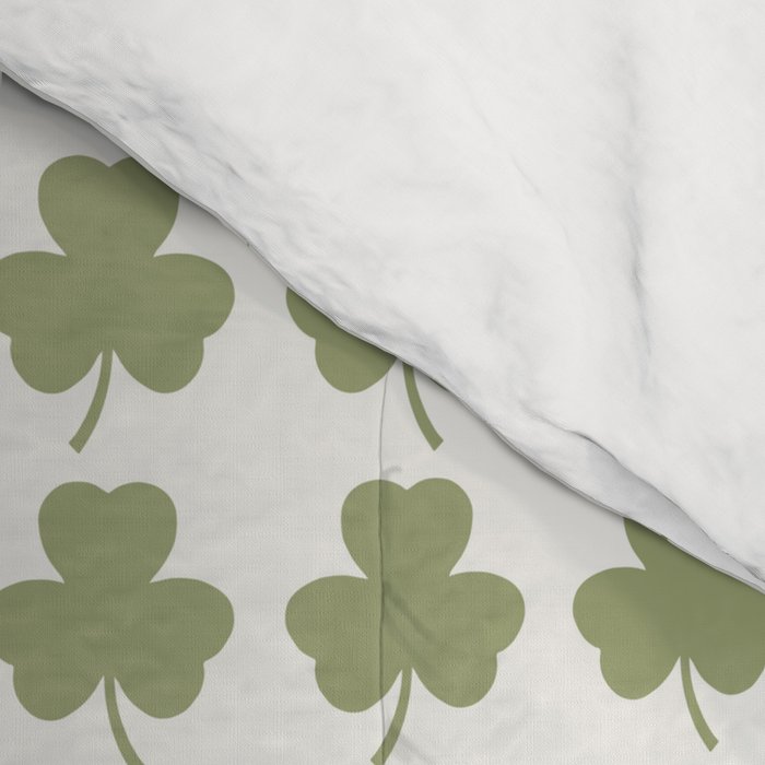 Clovers XXVII Natural Green Botanical Pattern Comforter Gallery Image 4
