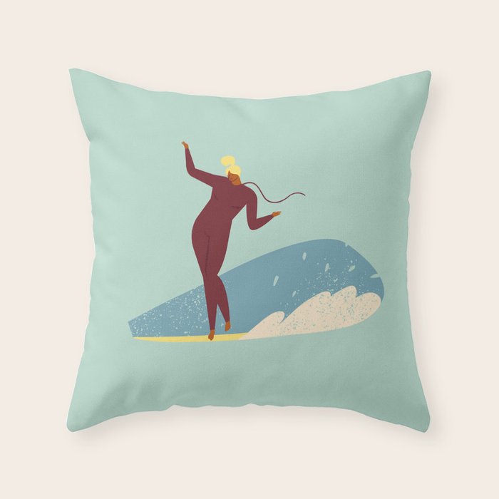 Surf girl Throw Pillow Gallery Image 6