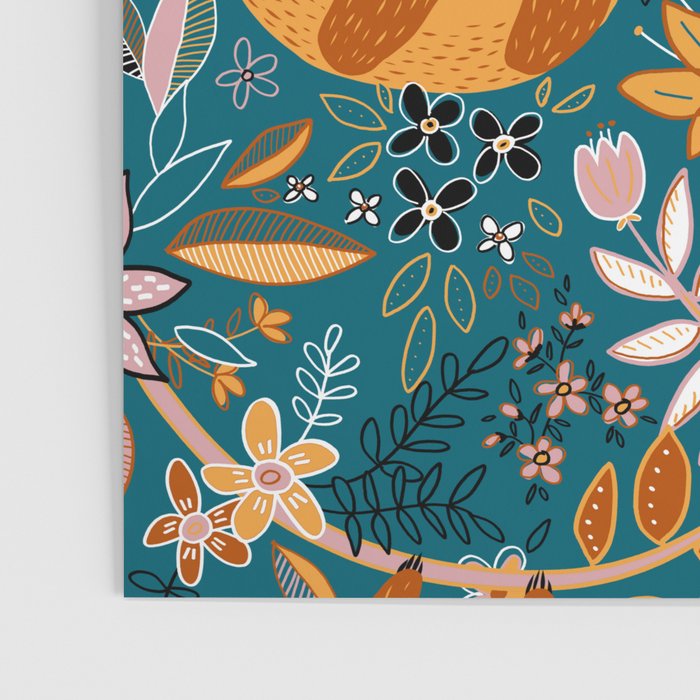 Happy Boho Sloth Floral Poster Gallery Image 3