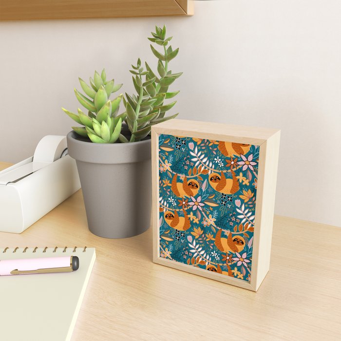 Happy Boho Sloth Floral Mini Art Print Gallery Image 2