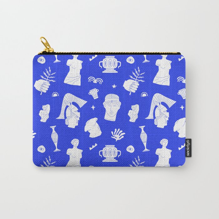 Blue ancient greek art statue pattern Carry All Pouch Gallery Image 1