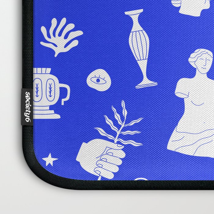 Blue ancient greek art statue pattern Laptop Sleeve Gallery Image 3