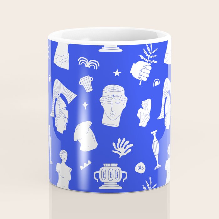 Blue ancient greek art statue pattern Coffee Mug Gallery Image 4