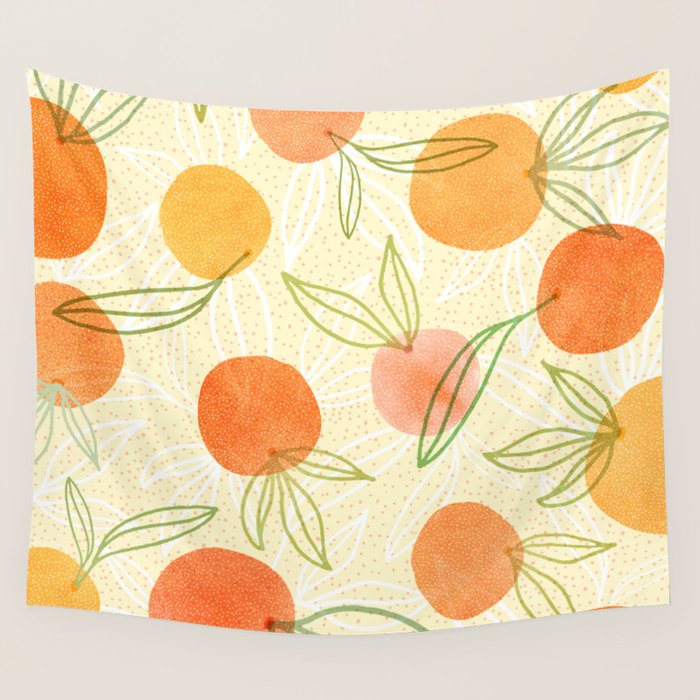 Summer Citrus Tropical Fruit Series Wall Tapestry Gallery Image 4