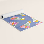 Badminton Birdie Pop Art court sport pattern on cobalt blue Yoga Mat Gallery Image 2