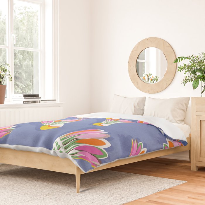 Badminton Birdie Pop Art court sport pattern on cobalt blue Duvet Cover Gallery Image 2
