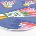 Badminton Birdie Pop Art court sport pattern on cobalt blue Bath Mat Gallery Image 3