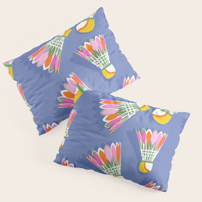 Badminton Birdie Pop Art court sport pattern on cobalt blue Pillow Sham Gallery Image 1