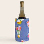 Badminton Birdie Pop Art court sport pattern on cobalt blue Wine Chiller Gallery Image 3