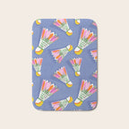 Badminton Birdie Pop Art court sport pattern on cobalt blue Bath Mat Gallery Image 1